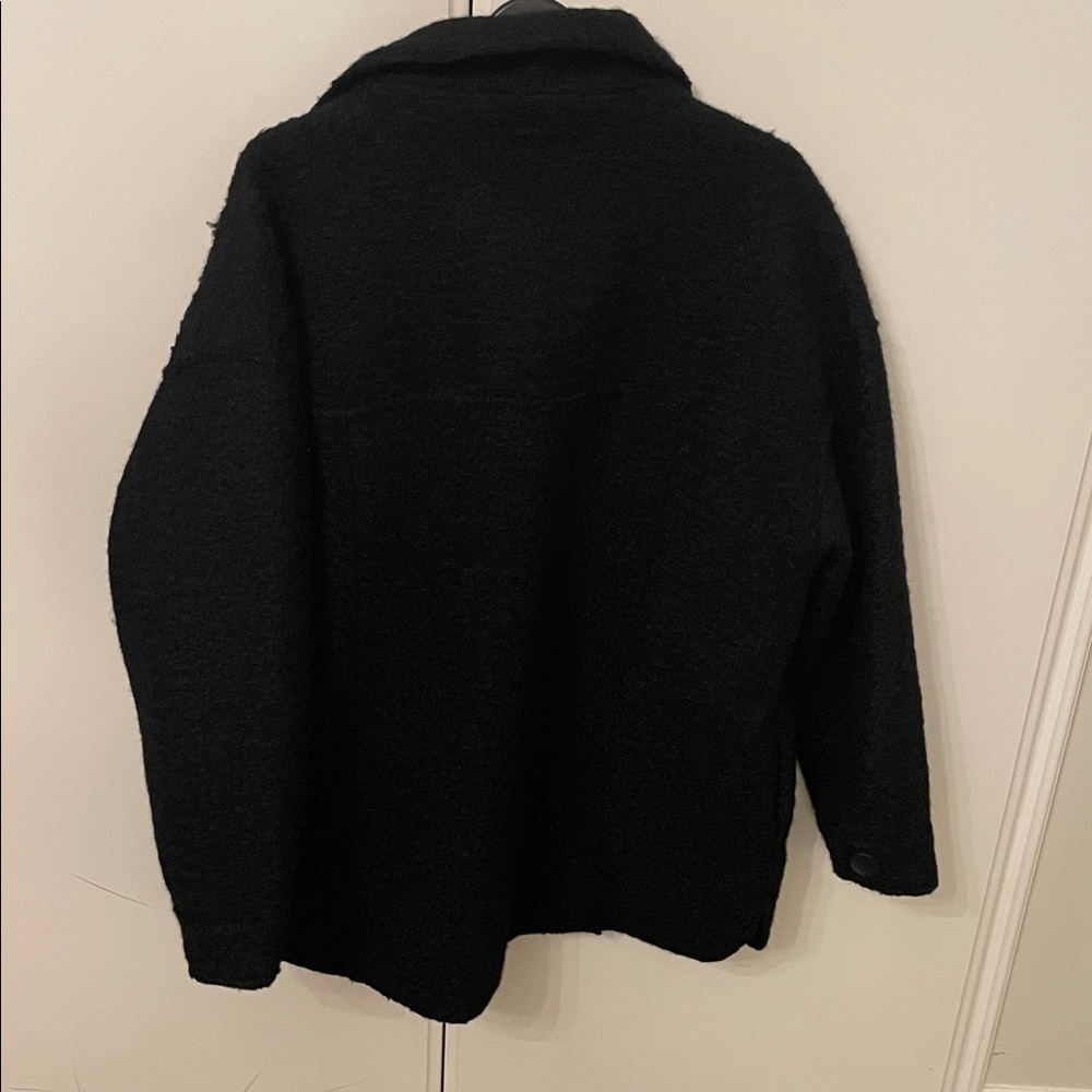 Zara oversized soft jacket shacket nwt SZ small runs big side pockets black - Picture 4 of 4